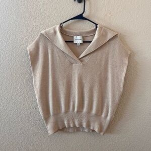 Pink Rose Cream V-Neck Sweater Top with Texture and Color NOWT